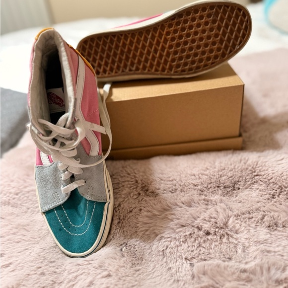 Vans Women's Teal, Pink, and Gray High-Top Sneakers - Picture 4 of 6